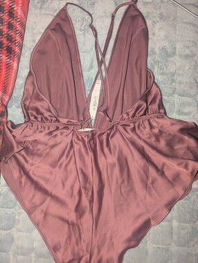 Victoria's Secret Dusty Rose Satin Chemise Romper NWT